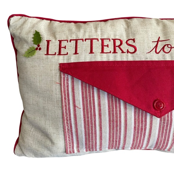 ST. NICHOLAS SQUARE Accent Pillow Letters to Santa Red White Natural 12x20 - Picture 4 of 8